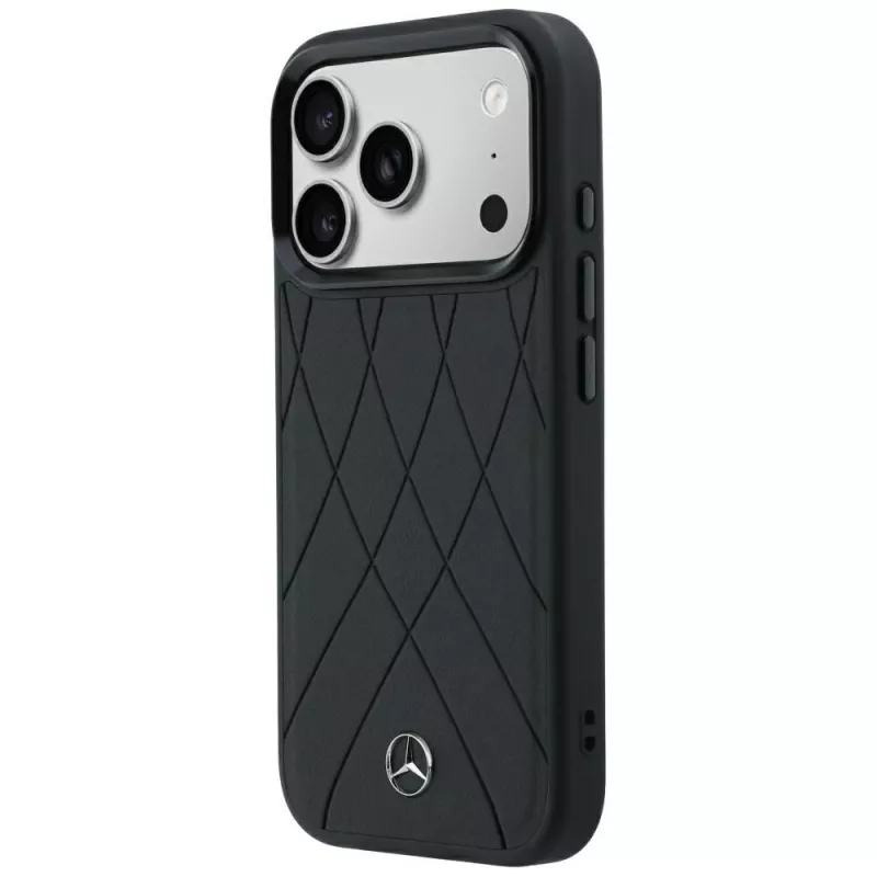 Mercedes-Benz nahka Crossed Lines MagSafe-kotelo iPhone 18 Pro / 17 Pro - musta