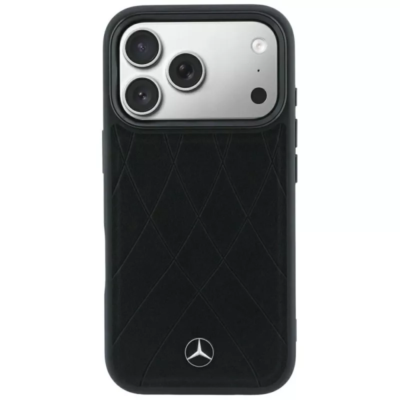Mercedes-Benz nahka Crossed Lines MagSafe-kotelo iPhone 18 Pro / 17 Pro - musta