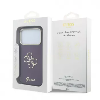 GUESS 4G Script Metal takasuojakotelo Apple iPhone 18 Pro / 17 Pro - viininpunainen