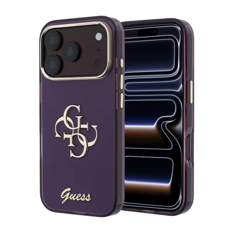 GUESS 4G Script Metal takasuojakotelo Apple iPhone 18 Pro / 17 Pro - viininpunainen