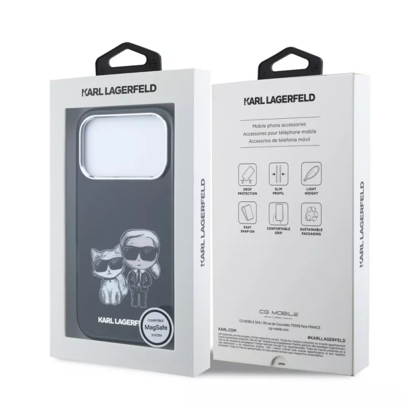 Karl Lagerfeld Karl & Choupette Bodies Sketch Print MagSafe-kotelo iPhone 18 Pro Max / 17 Pro Max - musta