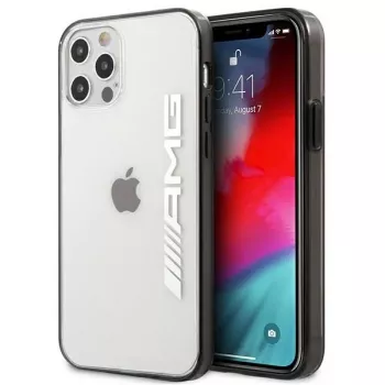 AMG AMHCP12LAESLBK iPhone 12 Pro Max läpinäkyvä kova kuori metallisella mustalla kehyksellä
