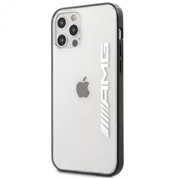 AMG AMHCP12LAESLBK iPhone 12 Pro Max läpinäkyvä kova kuori metallisella mustalla kehyksellä