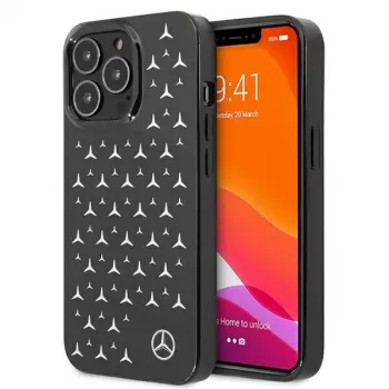Mercedes-Benz MEHCP13LESPBK kova kotelo iPhone 13 Pro/13 6,1 inch - hopeinen tähtikuvio musta