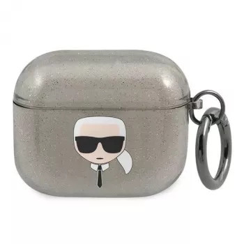 Karl Lagerfeld KLA3UKHGK AirPods 3 kotelo musta glitter Karl's Head