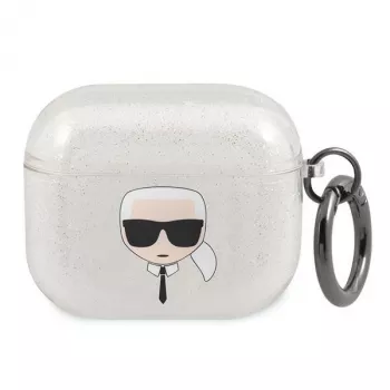 Karl Lagerfeld KLA3UKHGS AirPods 3 kotelo hopea glitter Karl's Head