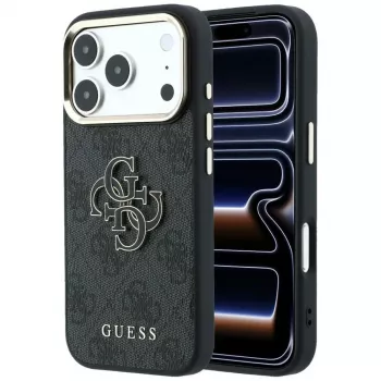 GUESS 4G & Big Resin Logo -kotelo iPhone 17 Pro Max / 18 Pro Max - musta