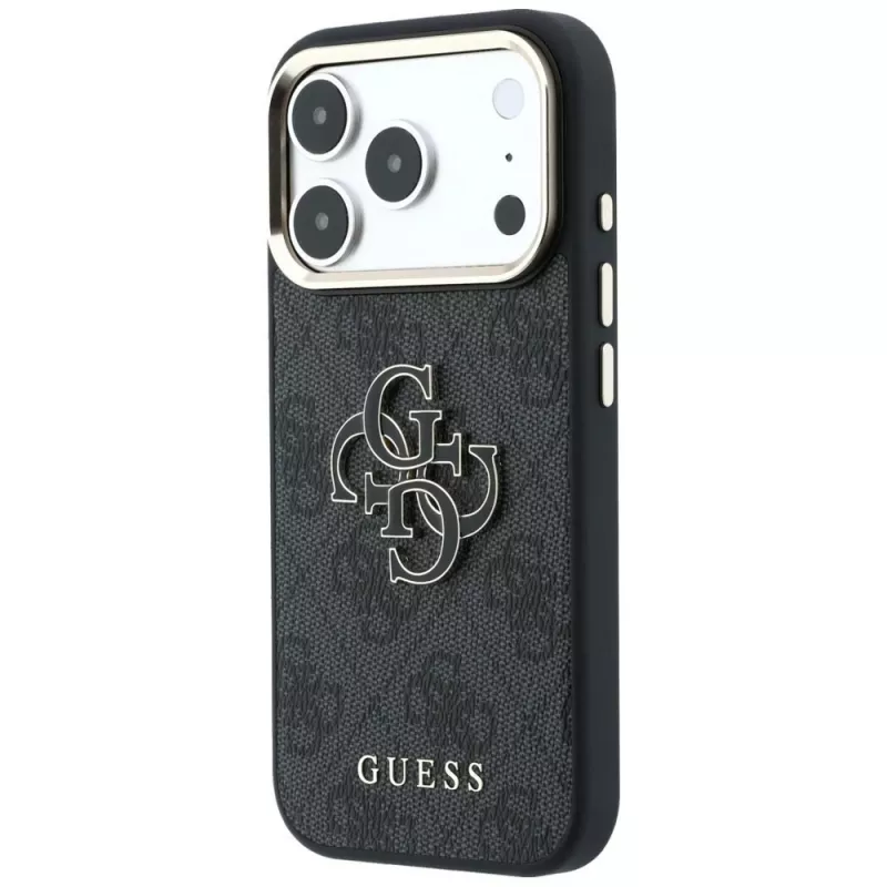 GUESS 4G & Big Resin Logo -kotelo iPhone 17 Pro Max / 18 Pro Max - musta