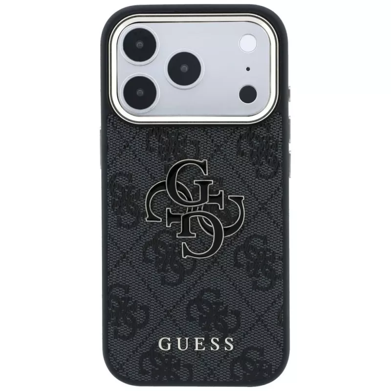 GUESS 4G & Big Resin Logo -kotelo iPhone 17 Pro Max / 18 Pro Max - musta