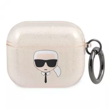 Karl Lagerfeld KLA3UKHGD AirPods 3 kotelo glitter kulta Karl's Head