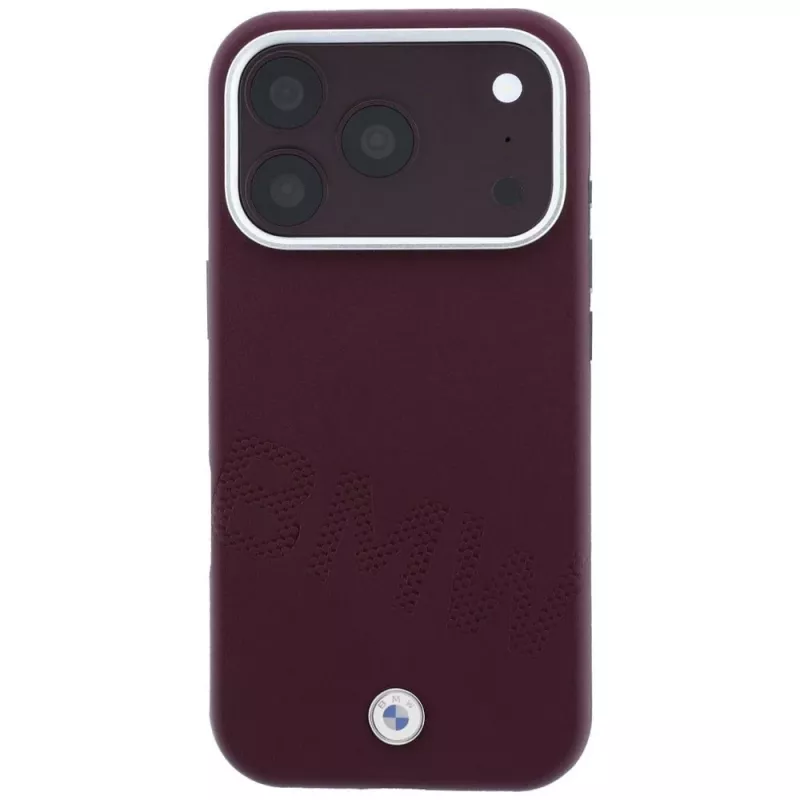 BMW Sign Inclined Deboss Letters MagSafe -kotelo iPhone 18 Pro Max / 17 Pro Max - burgundinpunainen