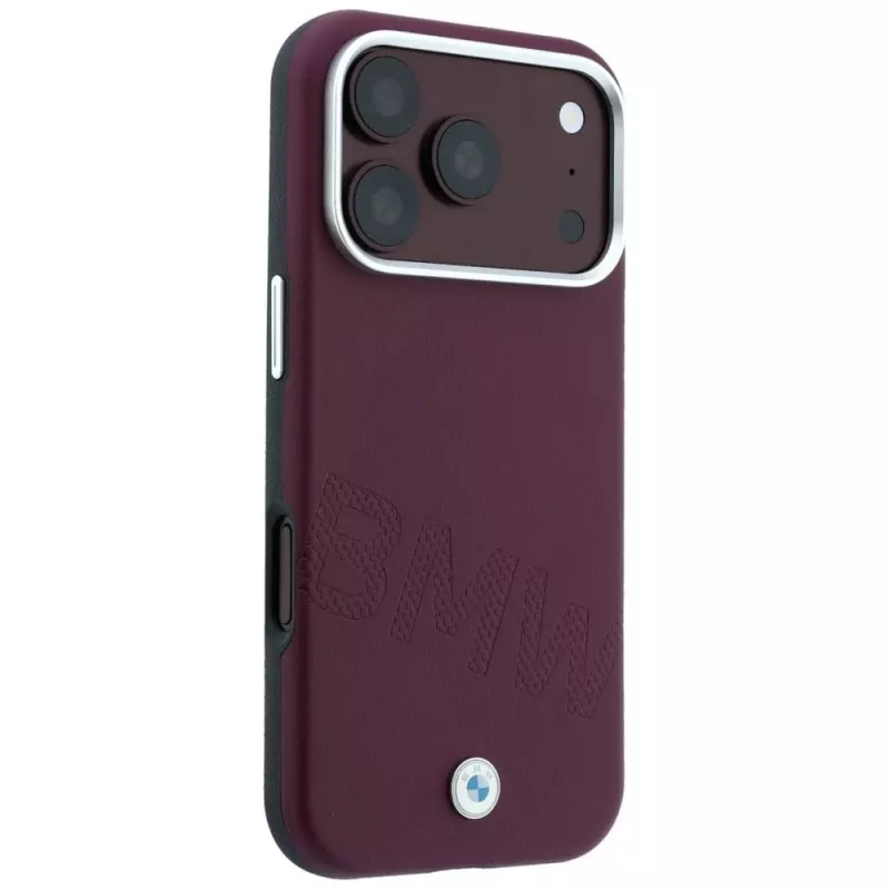 BMW Sign Inclined Deboss Letters MagSafe -kotelo iPhone 18 Pro Max / 17 Pro Max - burgundinpunainen