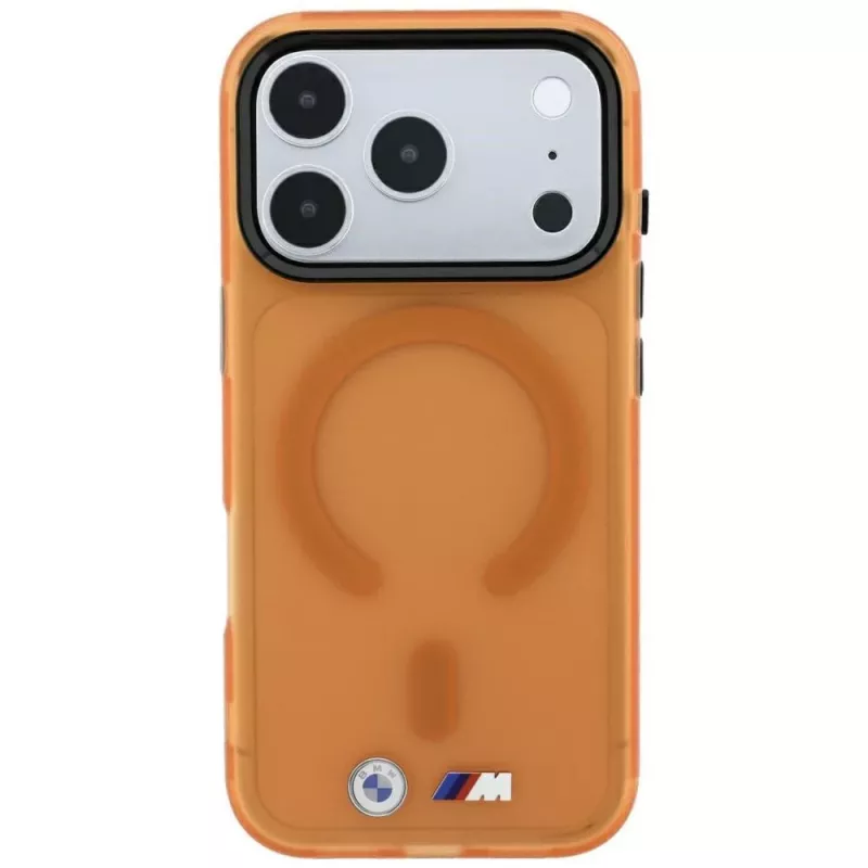 BMW M IML Frosted Metal Logo & Trims MagSafe -kotelo iPhone 18 Pro Max / 17 Pro Max - oranssi