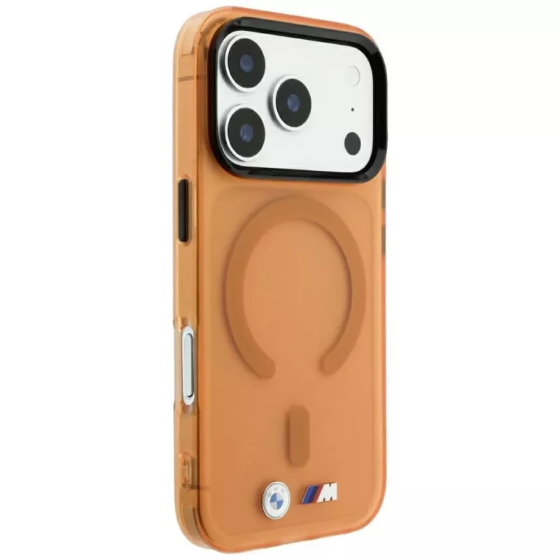 BMW M IML Frosted Metal Logo & Trims MagSafe -kotelo iPhone 18 Pro Max / 17 Pro Max - oranssi