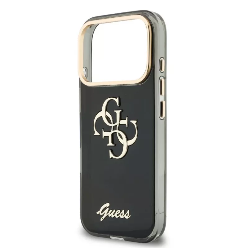 GUESS IML 4G Script Metal -kotelo iPhone 18 Pro / 17 Pro - musta
