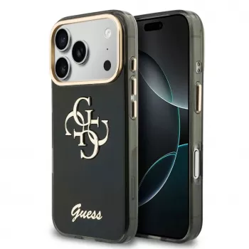 GUESS IML 4G Script Metal -kotelo iPhone 18 Pro / 17 Pro - musta