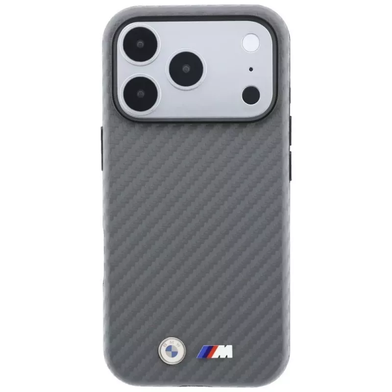 BMW M Carbon Metal Logo MagSafe -kotelo iPhone 18 Pro Max / 17 Pro Max - harmaa