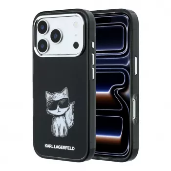 Karl Lagerfeld IML Choupette Body Sketch Print MagSafe -kotelo iPhone 18 Pro / 17 Pro - musta