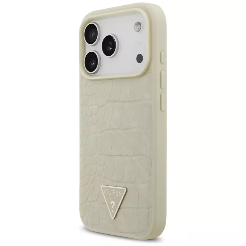 GUESS Croco Triangle Logo MagSafe -kotelo iPhone 17 Pro - kulta