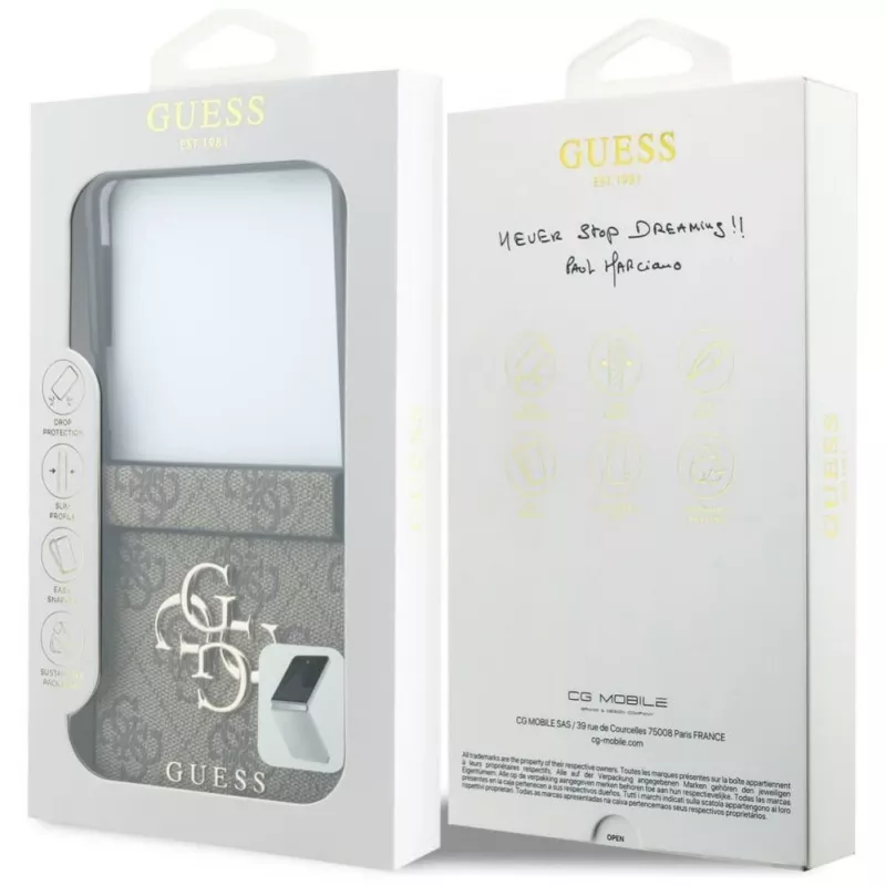 GUESS Big 4G Logo -kovakotelo Samsung Galaxy Z Flip4 - ruskea