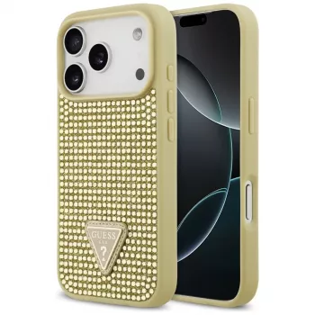 GUESS Rhinestone Triangle Logo -kotelo iPhone 17 Pro - kulta