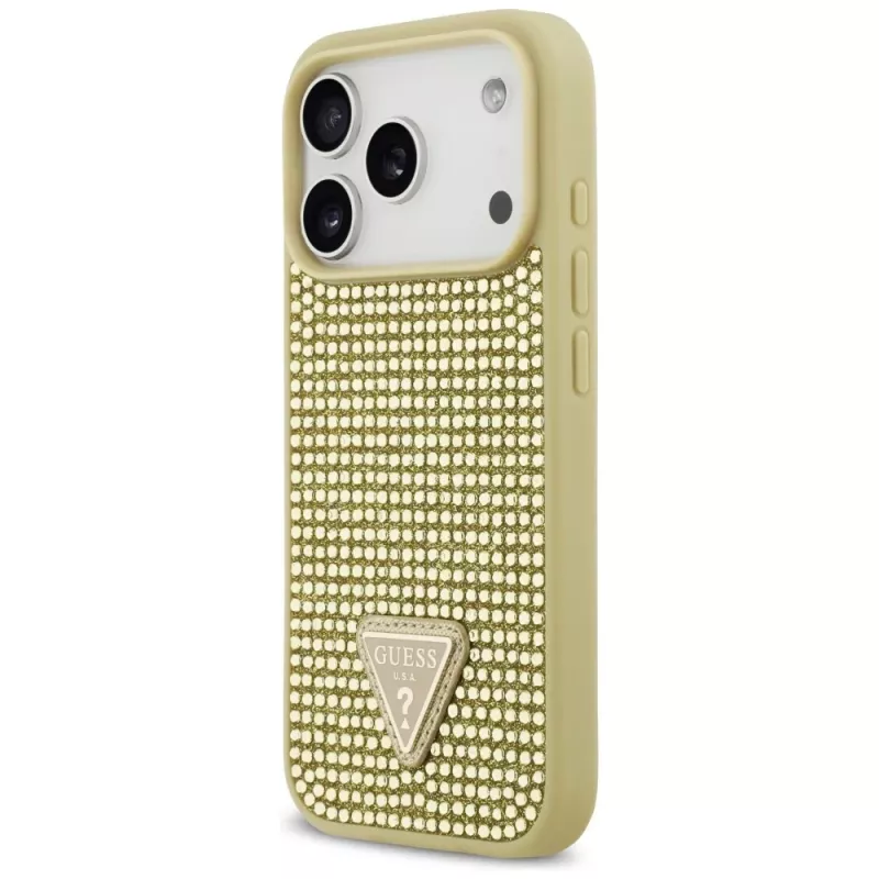 GUESS Rhinestone Triangle Logo -kotelo iPhone 17 Pro - kulta