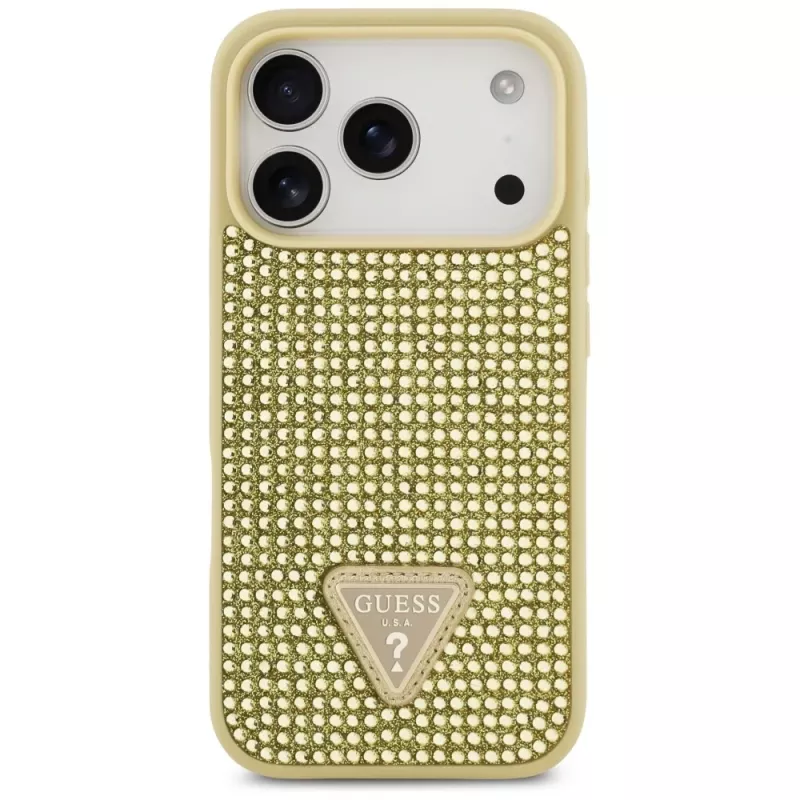 GUESS Rhinestone Triangle Logo -kotelo iPhone 17 Pro - kulta