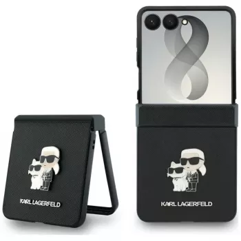 Karl Lagerfeld Karl & Choupette Saffiano Pins -kotelo Samsung Galaxy Z Flip8 - musta