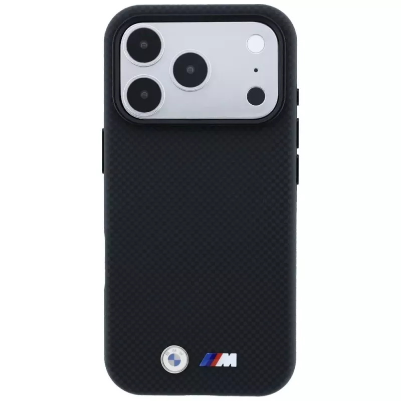 BMW M Quadrille Kevlar Metall-Logo MagSafe -kotelo iPhone 18 Pro / 17 Pro - musta