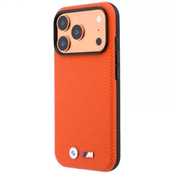 BMW M Quadrille Kevlar MagSafe -kotelo iPhone 17 Pro Max / 18 Pro Max – oranssi metallilogo