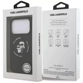 Karl Lagerfeld silikoni Karl & Choupette -rengas MagSafe-kotelo iPhone 17 Pro Max - musta