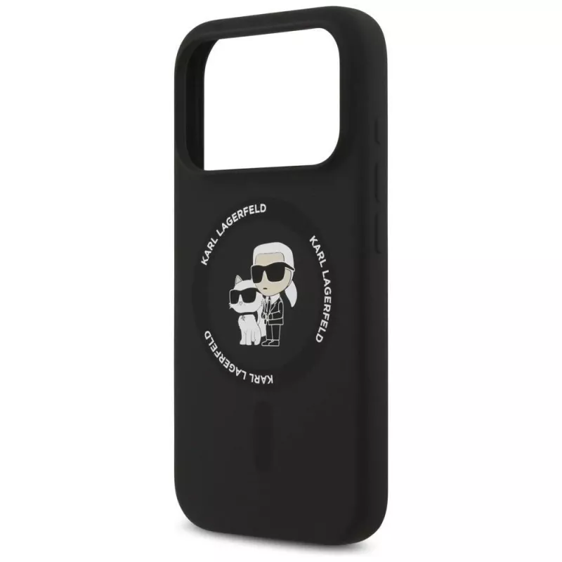 Karl Lagerfeld silikoni Karl & Choupette -rengas MagSafe-kotelo iPhone 17 Pro Max - musta