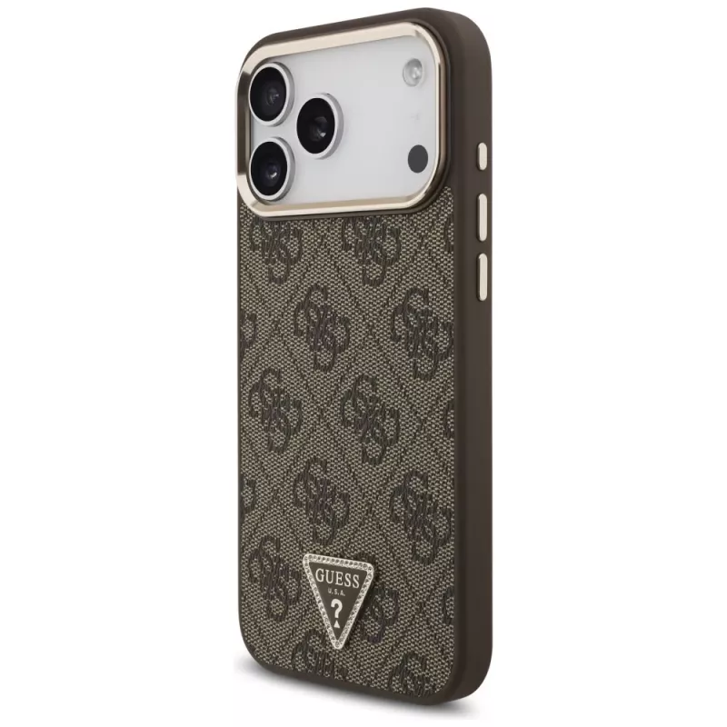 GUESS 4G Triangle Logo MagSafe -kotelo iPhone 18 Pro Max / 17 Pro Max - ruskea