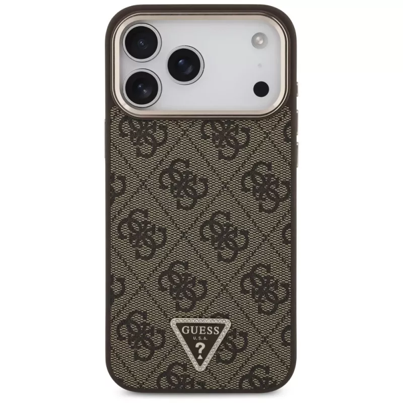 GUESS 4G Triangle Logo MagSafe -kotelo iPhone 18 Pro Max / 17 Pro Max - ruskea