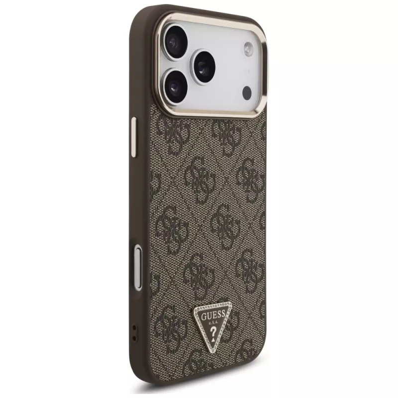 GUESS 4G Triangle Logo MagSafe -kotelo iPhone 18 Pro Max / 17 Pro Max - ruskea