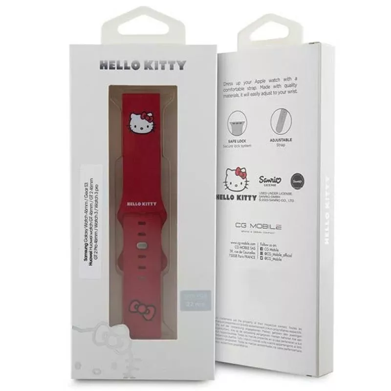 Hello Kitty yleinen silikoniranneke 22 mm punainen Kitty-pää