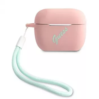 GUESS GUACAPLSVSPG AirPods Pro -kotelo silikoni vintage pinkki vihreä