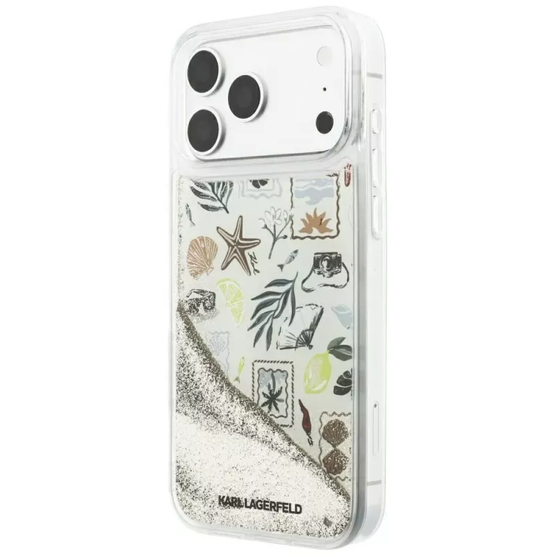 Karl Lagerfeld Liquid Glitter Beach & Sand -kotelo iPhone 18 Pro Max / 17 Pro Max – beige