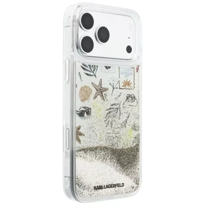 Karl Lagerfeld Liquid Glitter Beach & Sand -kotelo iPhone 18 Pro Max / 17 Pro Max – beige