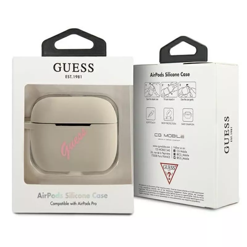 GUESS Vintage silikonikotelo Apple AirPods Pro - harmaa pinkki
