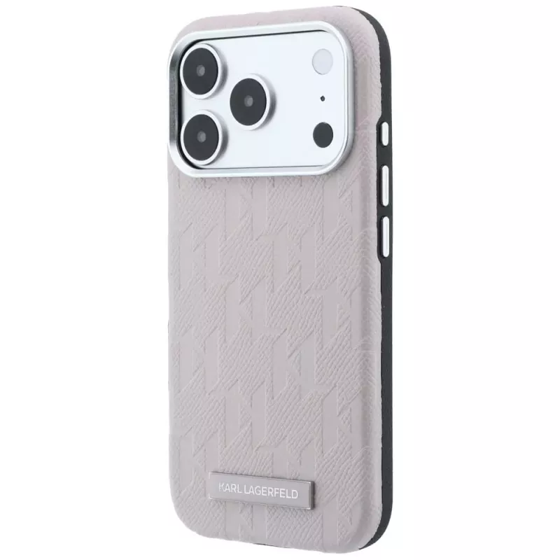 Karl Lagerfeld Grained Mono Resin Logo MagSafe -kotelo iPhone 18 Pro / 17 Pro - pinkki