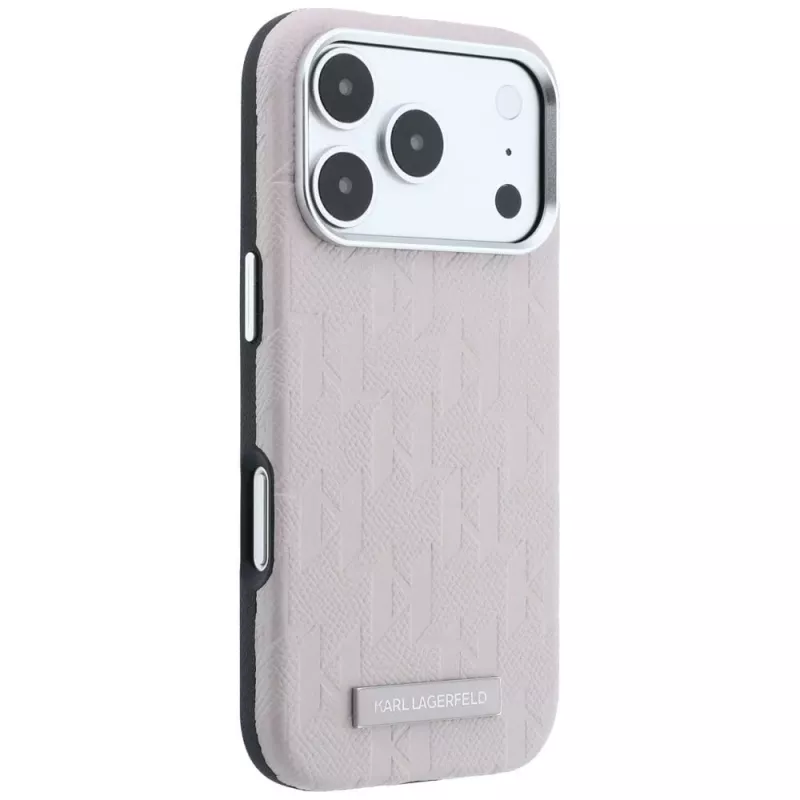 Karl Lagerfeld Grained Mono Resin Logo MagSafe -kotelo iPhone 18 Pro / 17 Pro - pinkki