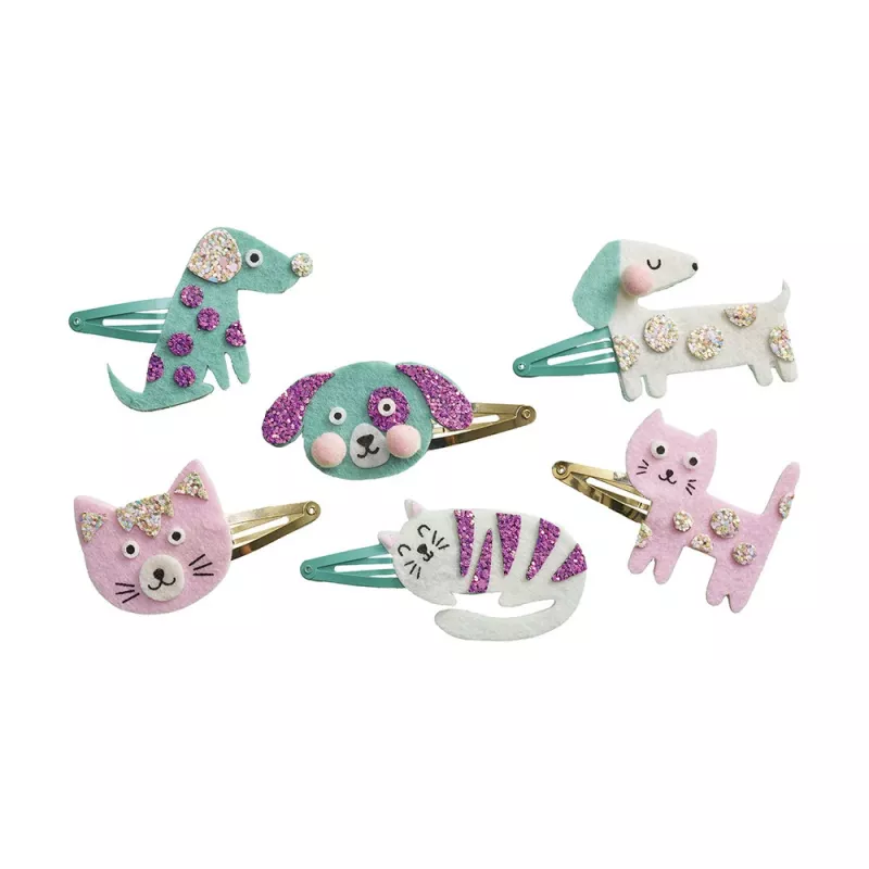 Janod DIY glitter hiussoljet askartelusarja – koirat & kissat, 5+ vuotta