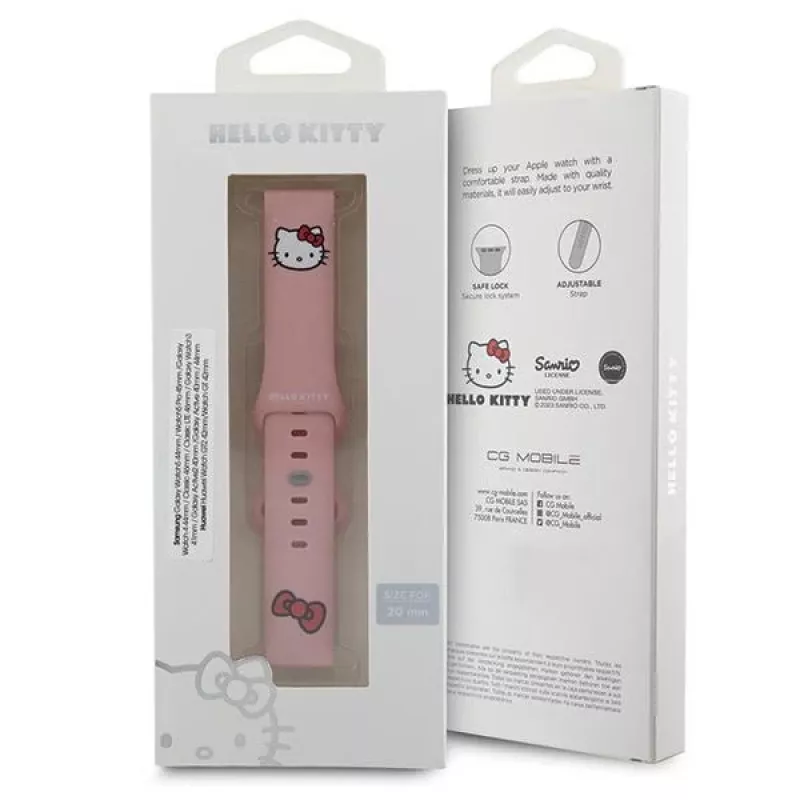 Hello Kitty yleinen silikoniranneke Kitty-pää-aiheella, pinkki, 20 mm