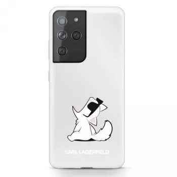 Karl Lagerfeld KLHCS21LCFNRC Galaxy S21 Ultra läpinäkyvä kova kuori Choupette Fun -kuosilla