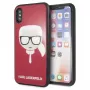 Karl Lagerfeld KLHCPXDLHRE iPhone X/Xs Iconic Glitter Karl's Head kotelo punainen