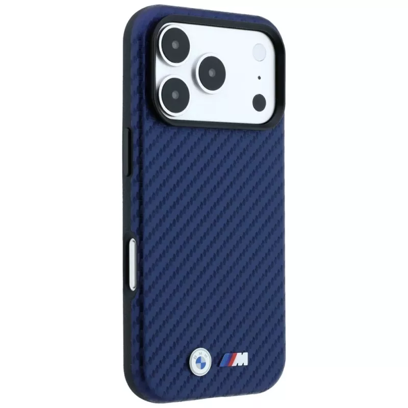 BMW M Carbon Metal Logo MagSafe-kotelo iPhone 18 Pro / 17 Pro - navy