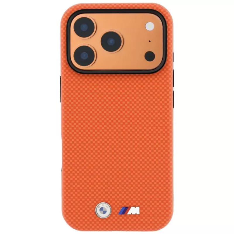 BMW M Quadrille Kevlar Metal Logo MagSafe-kotelo iPhone 18 Pro / 17 Pro - oranssi