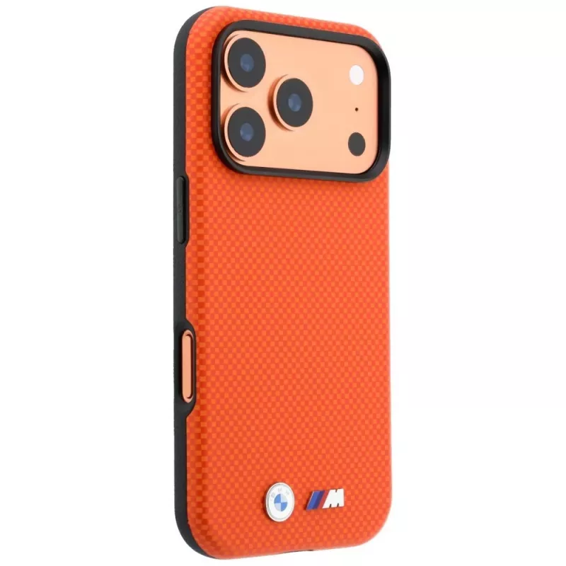 BMW M Quadrille Kevlar Metal Logo MagSafe-kotelo iPhone 18 Pro / 17 Pro - oranssi