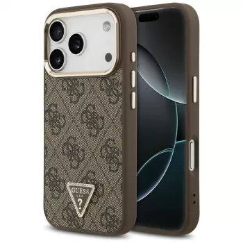 GUESS 4G Triangle Logo MagSafe-kotelo iPhone 17 Pro / 18 Pro - ruskea